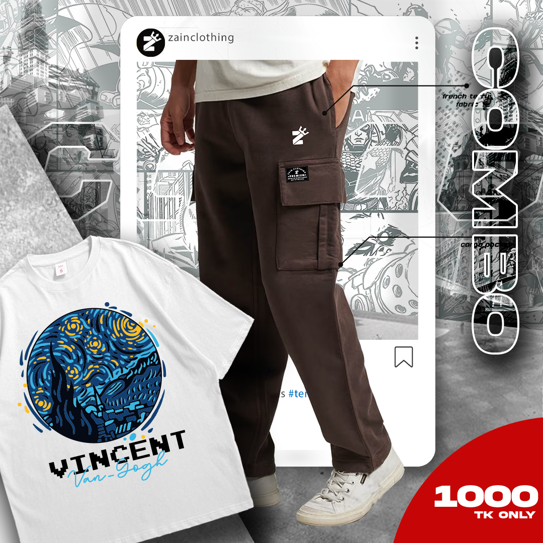 COMBO VINCENT (W) DROP T-SHIRT + COFFEE CARGO JOGGERS
